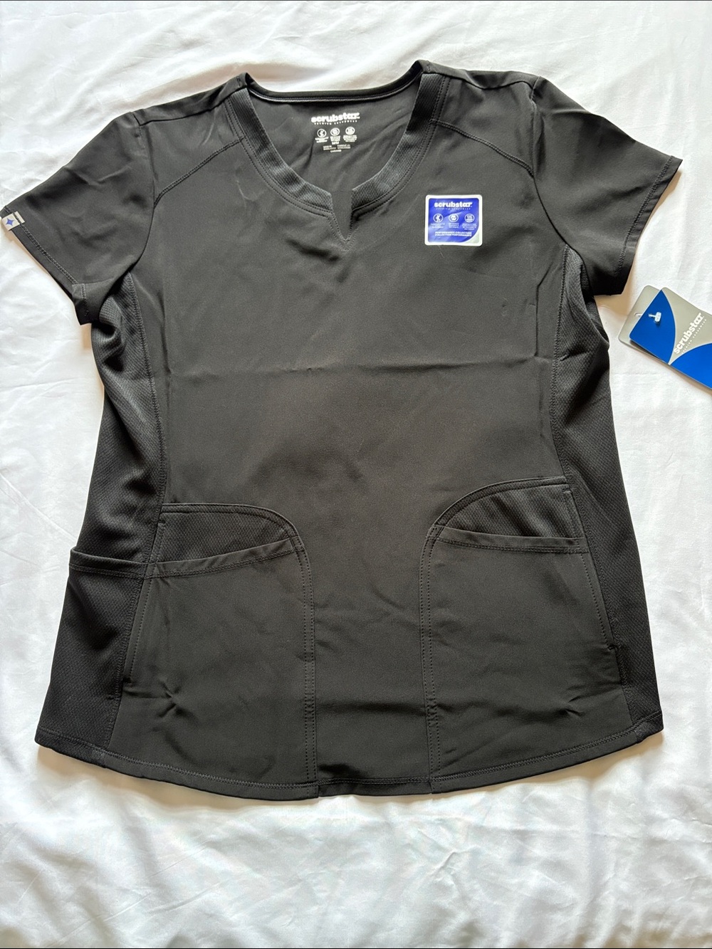 Scrubstar Black V-Neck Short Sleeve Scrub Top
